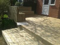 double tiered decking and seating.