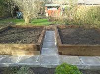 Double railway sleeper planters in Bournville.