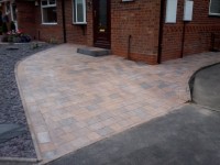 tumble block driveway and landscaped back garden