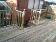 Decking and ballastrading near maypole.