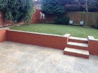 Quality sunken Patio with walls,steps,sleepers and new lawn in Northfield.