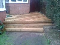 Quality decking area with fanned steps.