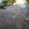 completed crazy paved patio, pointed and edged with old stone blocks