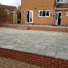 Split level random paving patios.