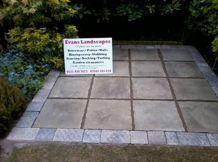 patio with tumble block edging