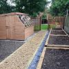 Potting shed and planter area.