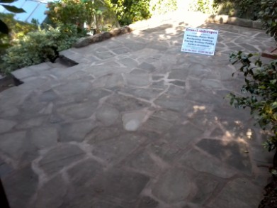 Crazy paving garden make over using york slabbing