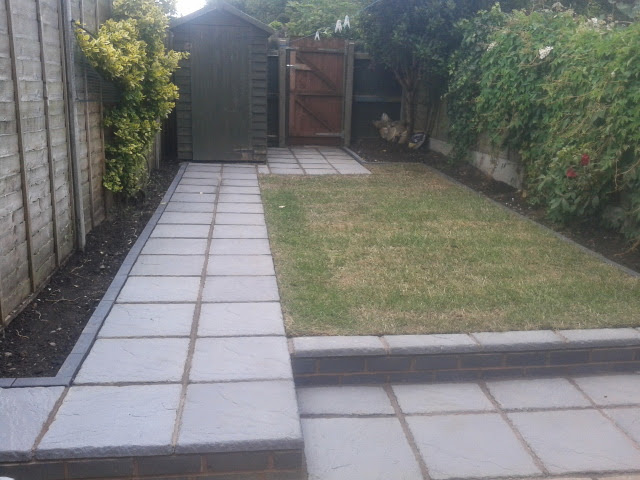 Victorian slate paving and blue bricks in Moseley.